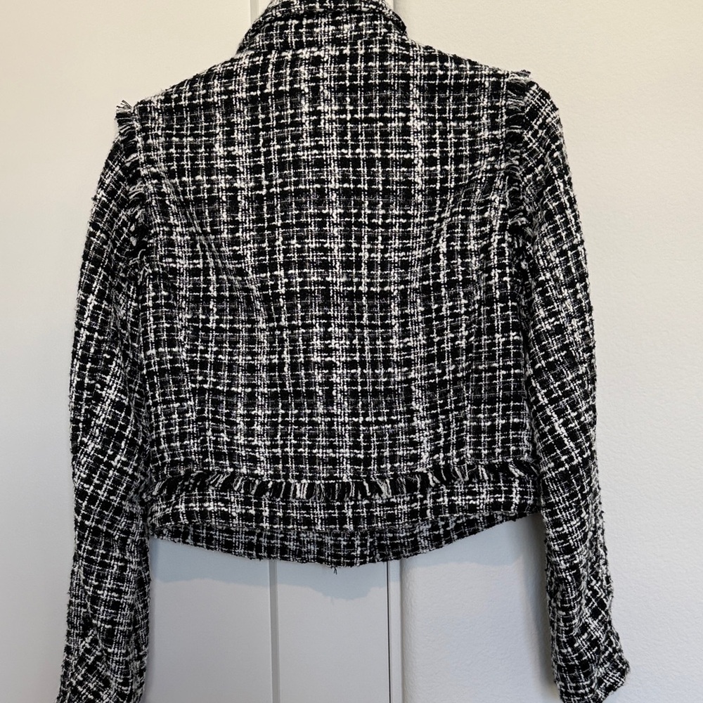 NWT A New Day Black and White Tweed Moto Jacket - Picture 7 of 11